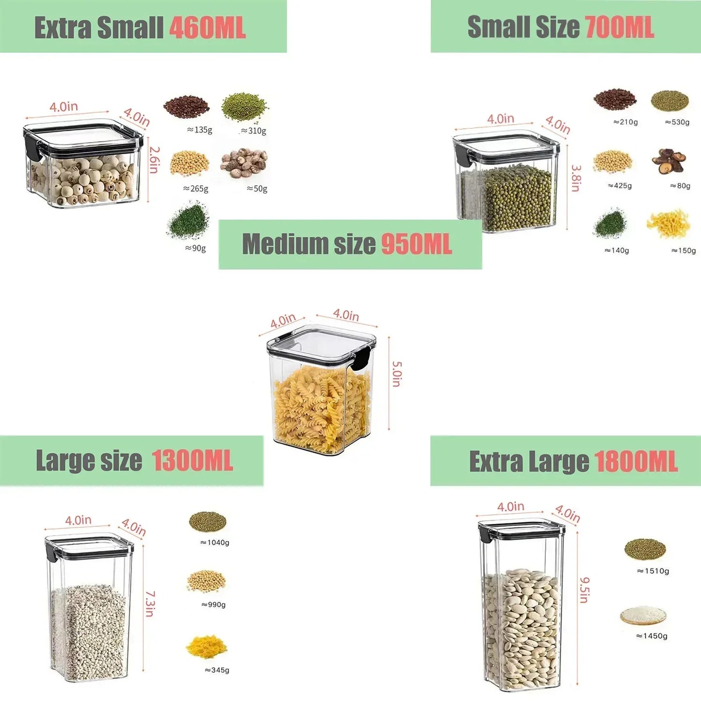 460-1800Ml Sets Sealed Plastic Food Storage Box with Lid Multigrain Tank Bottle Dried Fruit Storage Containers Kitchen Organizer